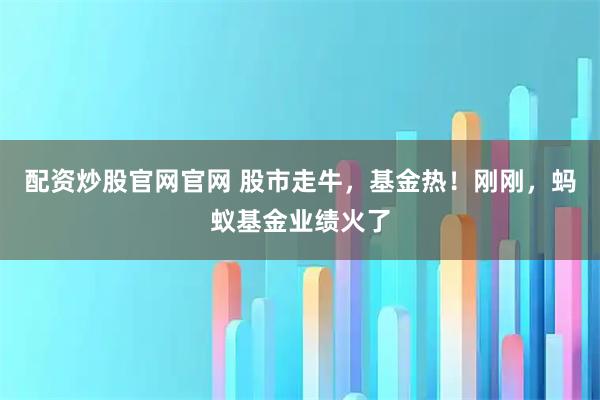 配资炒股官网官网 股市走牛，基金热！刚刚，蚂蚁基金业绩火了